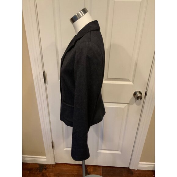 Tahari Navy Blue Micro Herringbone Patterned Blazer, Size 10 - Picture 3 of 5